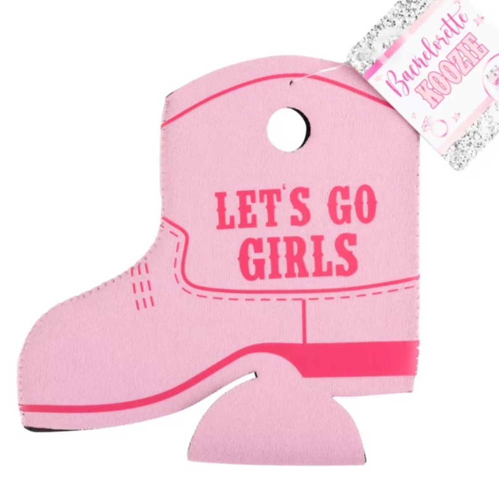 Let’s Go Girls Bachelorette Pink Cowgirl Cowboy Boot Koozie